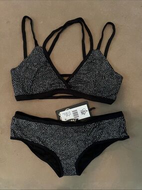 Chaser Black Silver Sparkle Bra and Underwear Bikini Lingerie Set- New with Tags